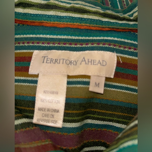 The Territory Ahead green striped button down shirt size M - Picture 2 of 3